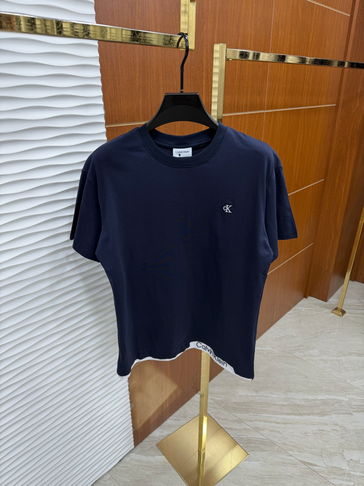 Calvin Klein Bel Baskılı 2 İthal Lacivert Tişört