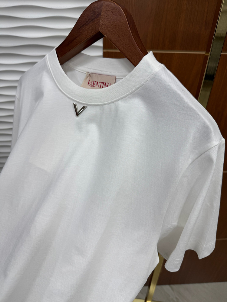 Valentino V Logo İthal Beyaz Tişört