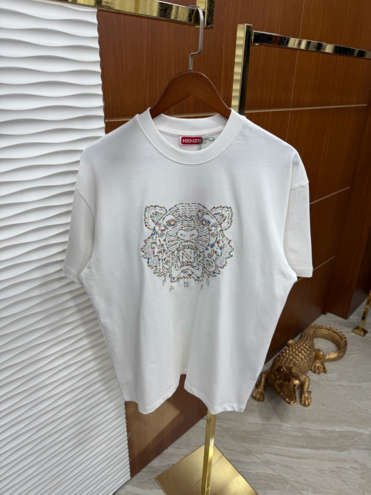 Kenzo Renkli Nakışlı İthal Beyaz Tişört