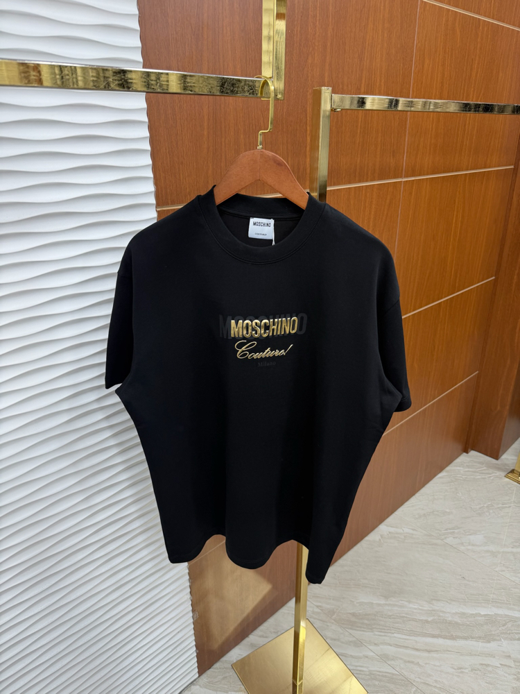 Moschino Gold Logo İthal Siyah Tişört