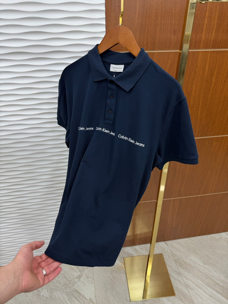 Calvin Klein Şeritli Lacivert Polo Yaka