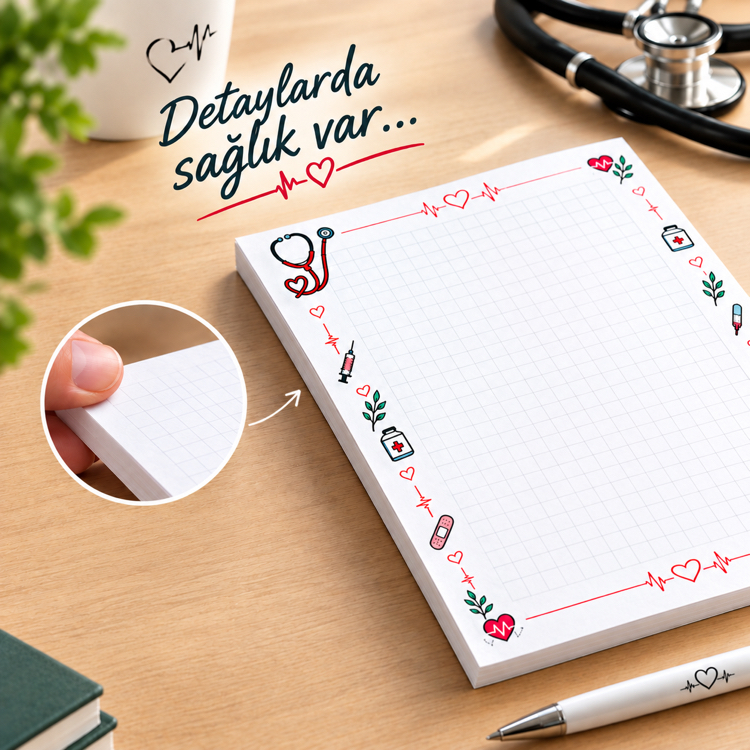 Sağlık Çalışanları İçin A5 Çek Kopar Not Defteri | 50 Yaprak