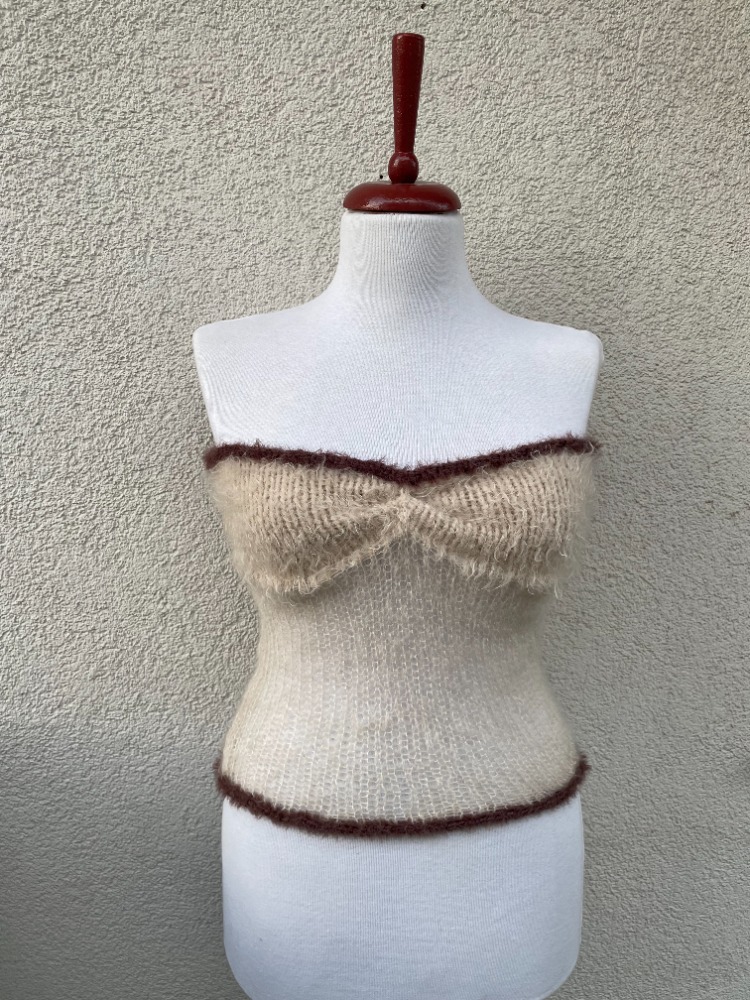 fuzz strapless top & arm warmers (S-M)