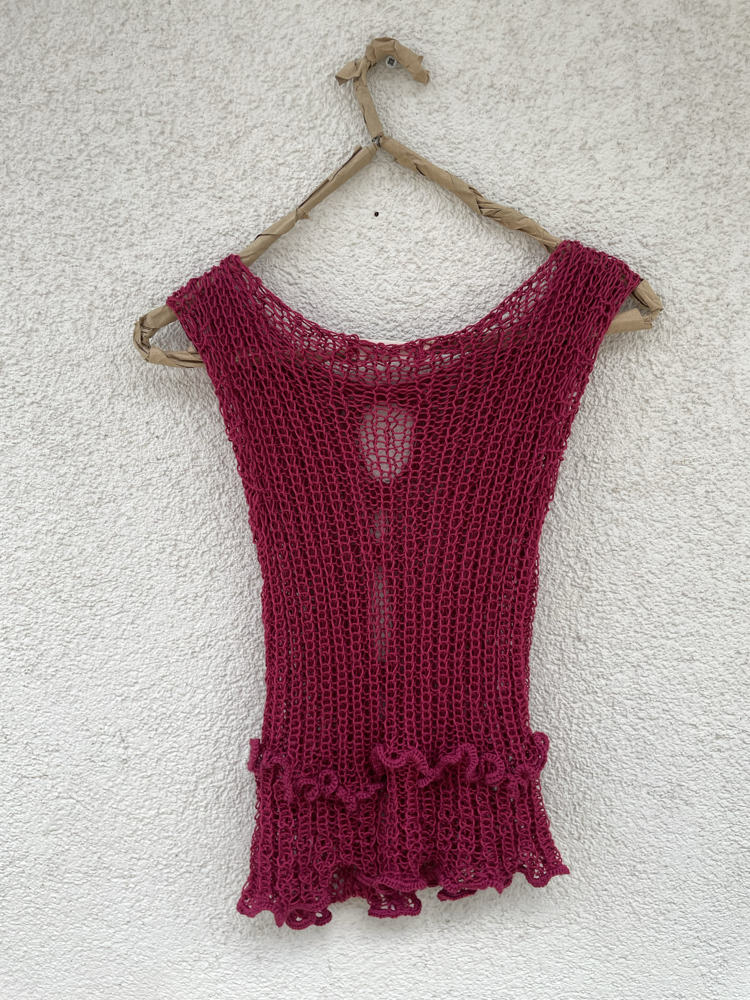 pink button-up knit top (S-M)