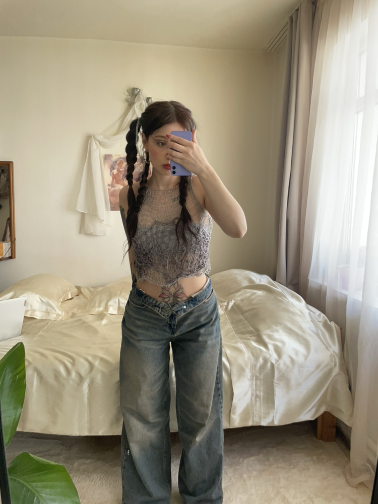 distressed notrbabe crop top (S-M)