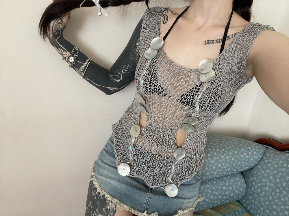 silver mist knit top (S-M)