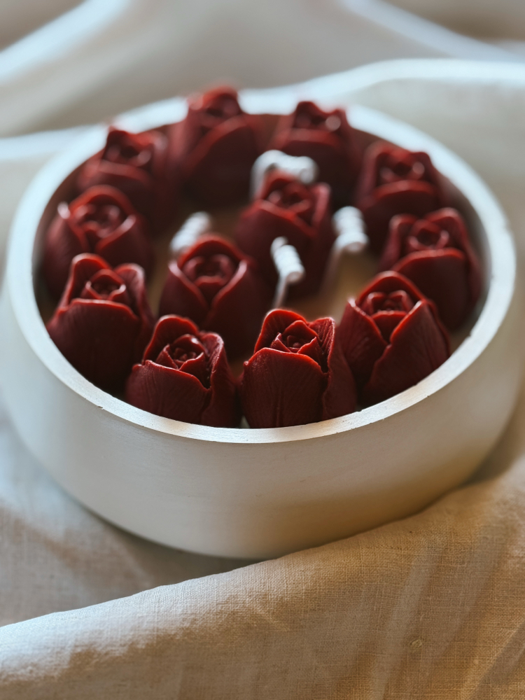 Kırmızı Lale Kasesi Soya Mum