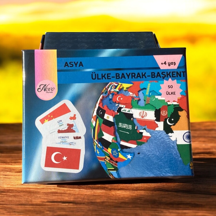 Asya Ülkeleri-Harita-Bayrak-Başkent Kartları