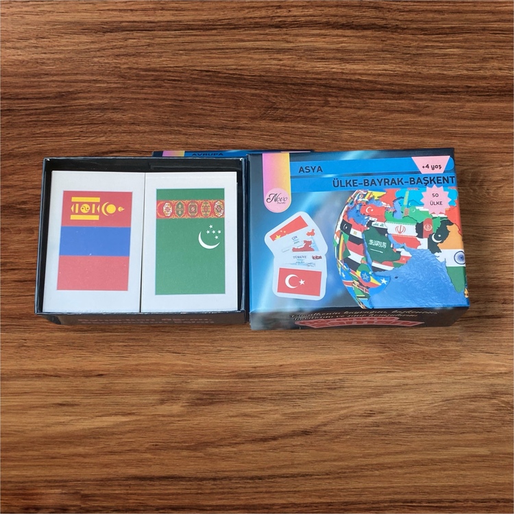 Asya Ülkeleri-Harita-Bayrak-Başkent Kartları