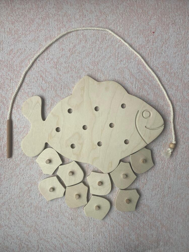 Beceri Temelli İpli Pullu Ahşap Balık