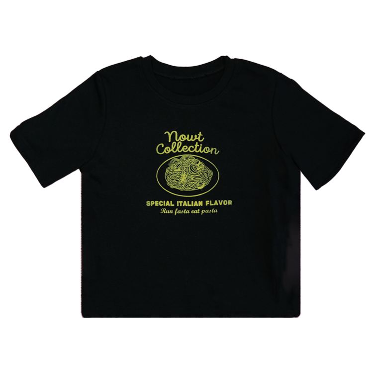 "RUN FASTA EAT PASTA" T-SHİRT CROP