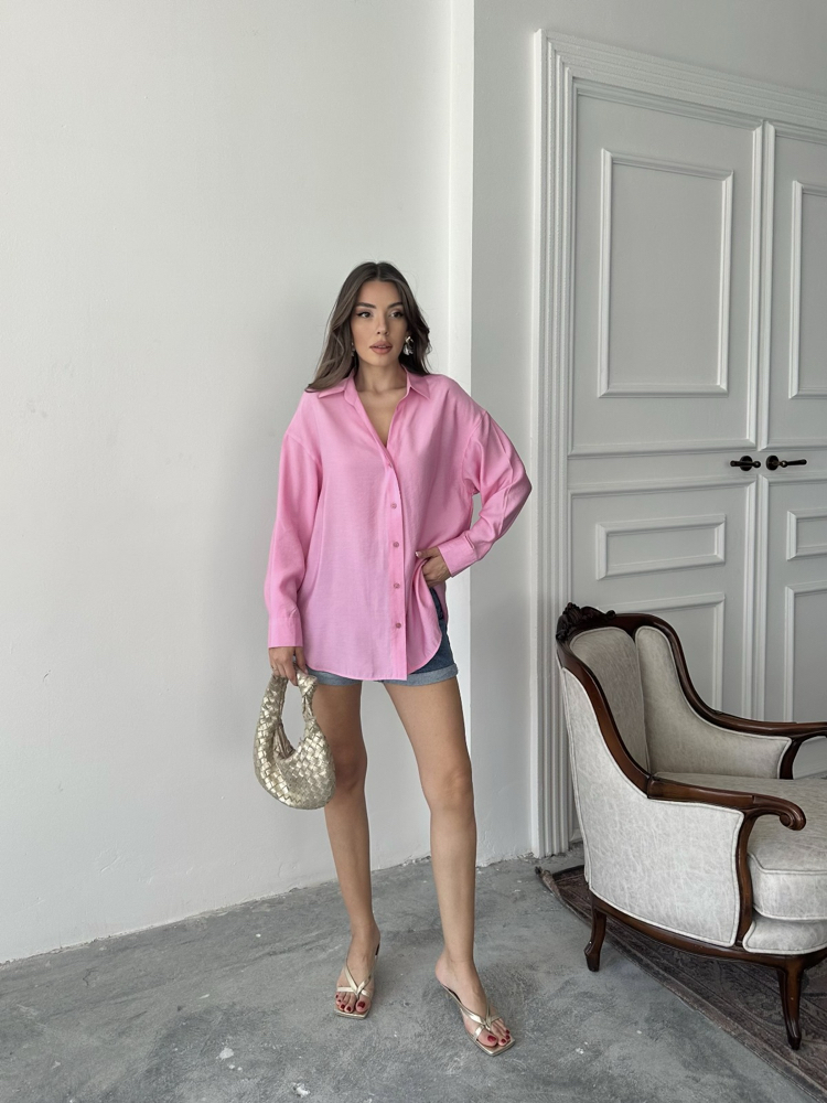 Pembe Modal Oversize Gömlek