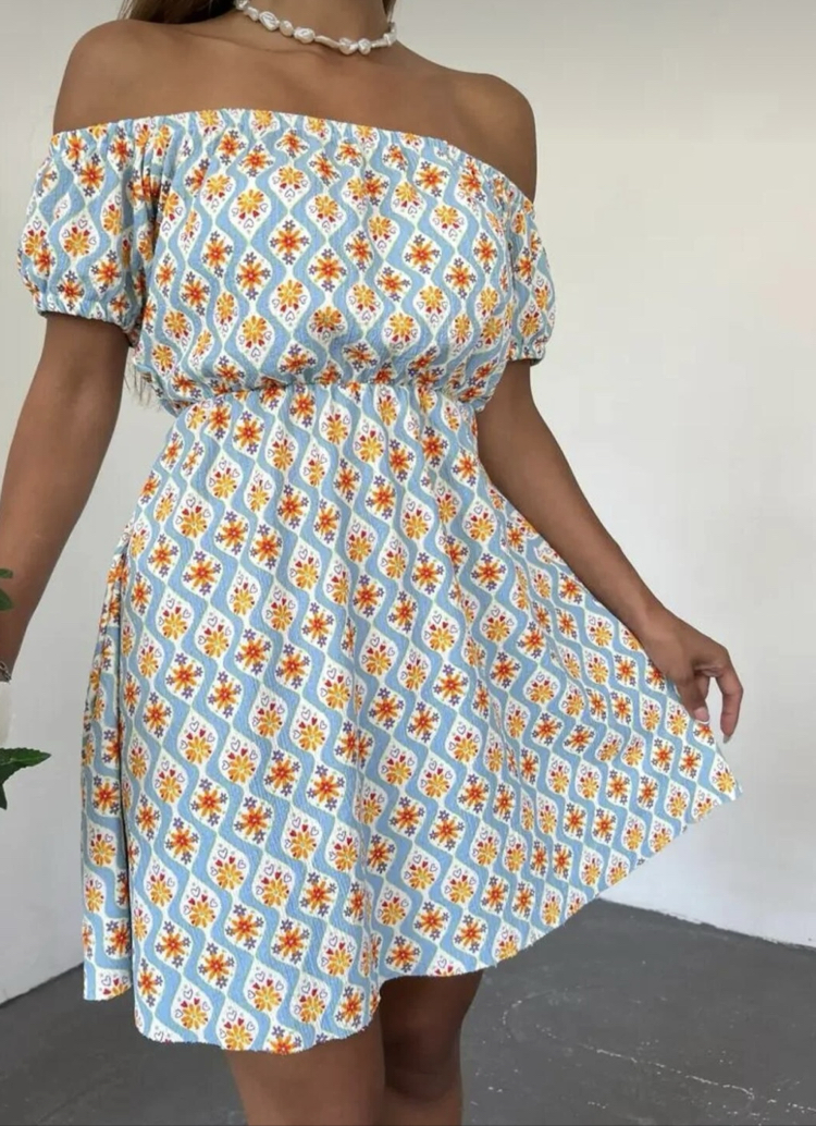 Mavi Madonna Yaka Elbise