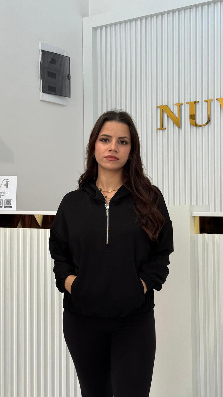 Beli Lastikli Yarım Fermuarlı Kapüşonlu Oysho Sweatshirt
