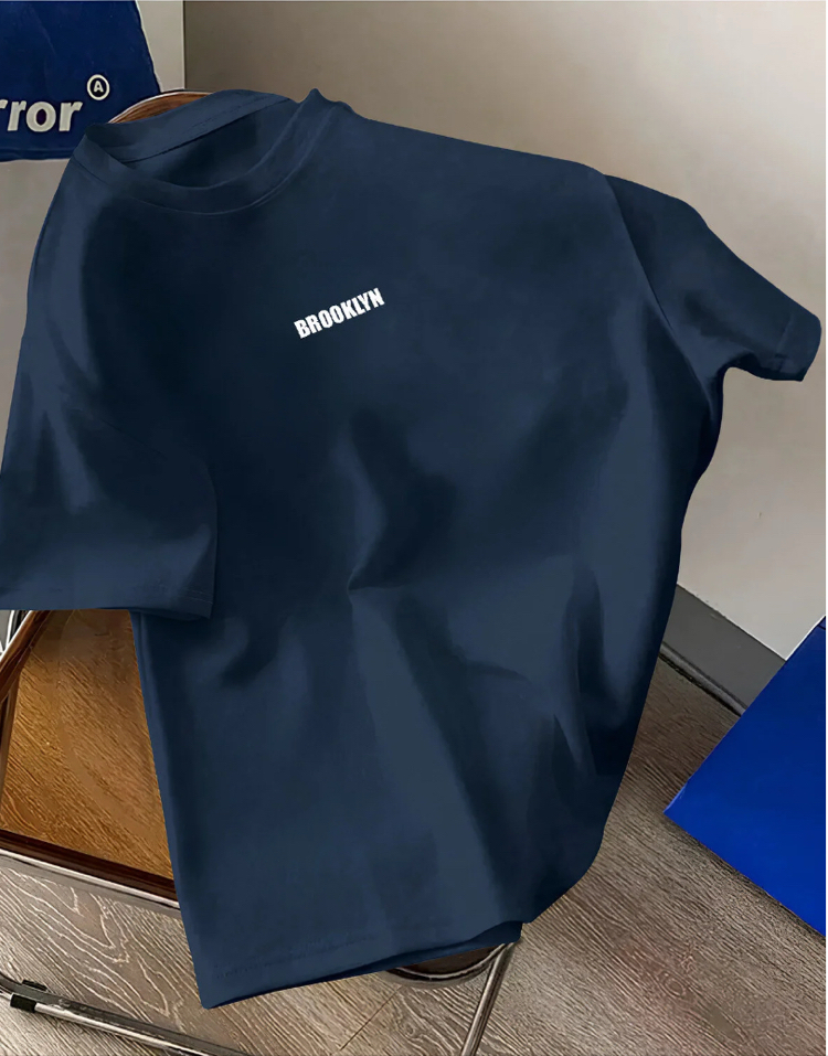 Unisex Erkek /Kadın Brooklyn baskılı oversize pamuklu tişört