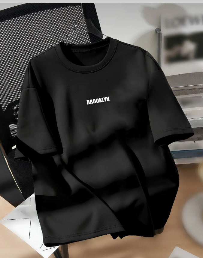 Unisex Erkek /Kadın Brooklyn baskılı oversize pamuklu tişört