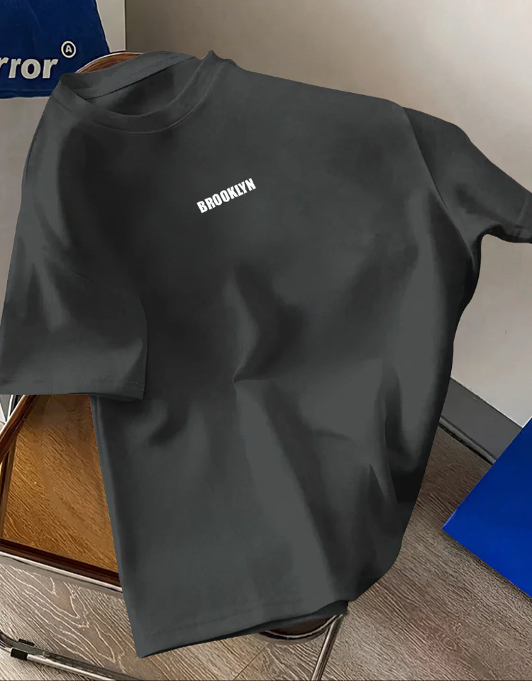 Unisex Erkek /Kadın Brooklyn baskılı oversize pamuklu tişört