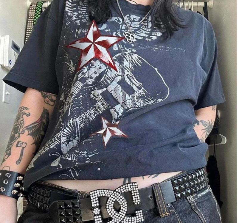 Füme eagle Vintage guitar red star cyber Grunge Unisex t-shirt