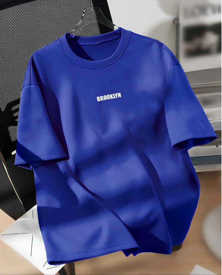 Unisex Erkek /Kadın Brooklyn baskılı oversize pamuklu tişört