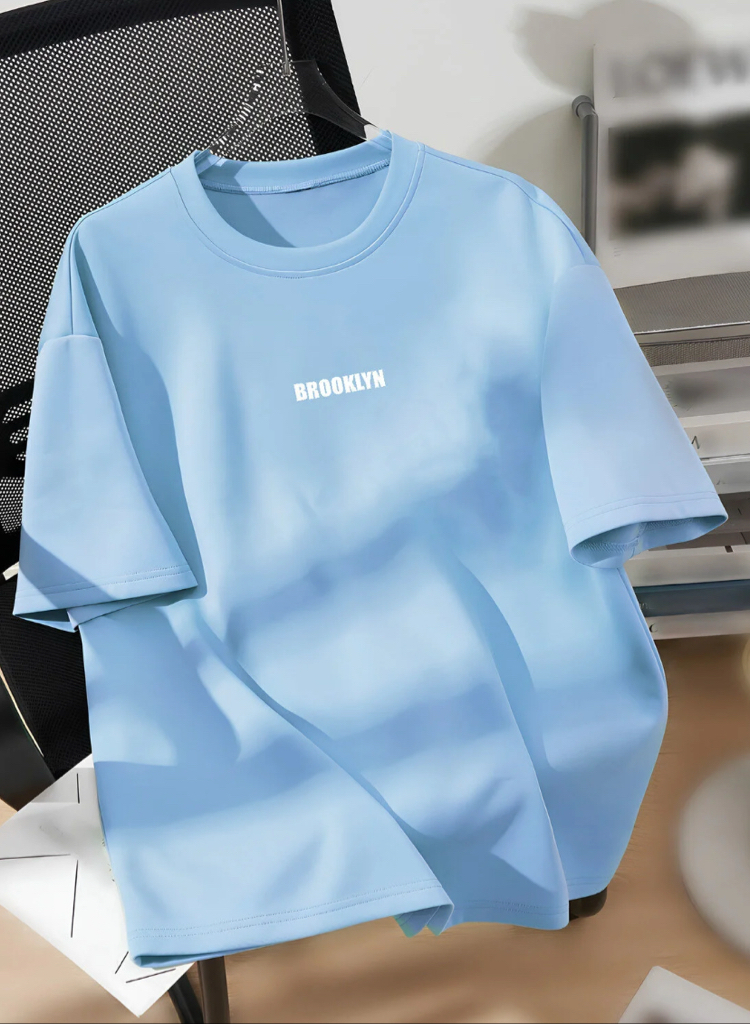 Unisex Erkek /Kadın Brooklyn baskılı oversize pamuklu tişört