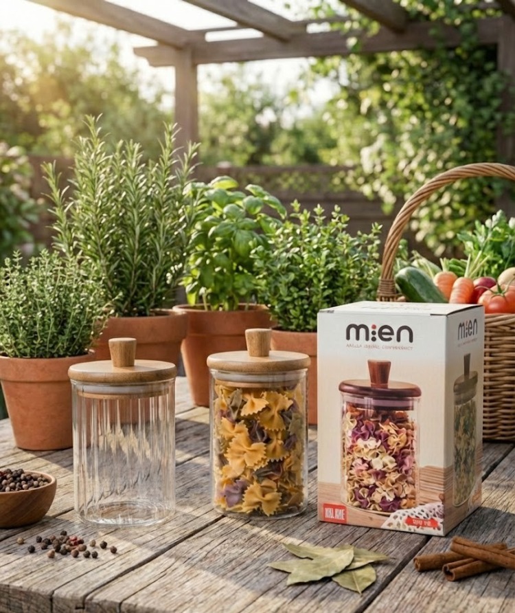 Mien 250 ml Akasya Kapaklı Cam Baharatlık – Saklama Kavanozu – Tekli