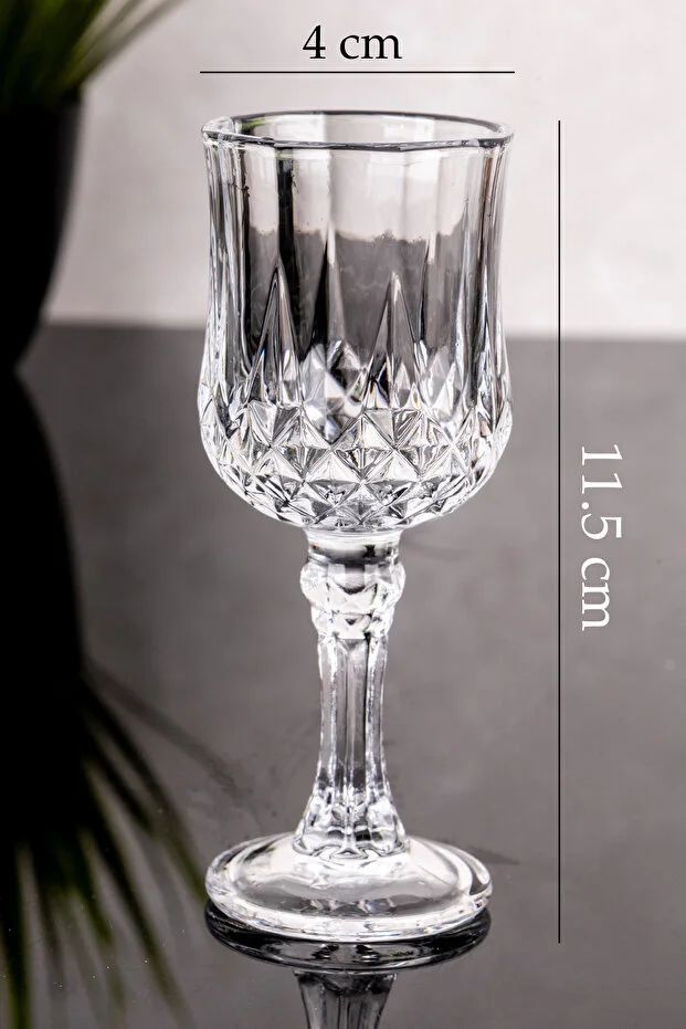 Allegri 6'lı Kristal Lale Desen Kahve Yanı Su Bardağı Seti 50 ML