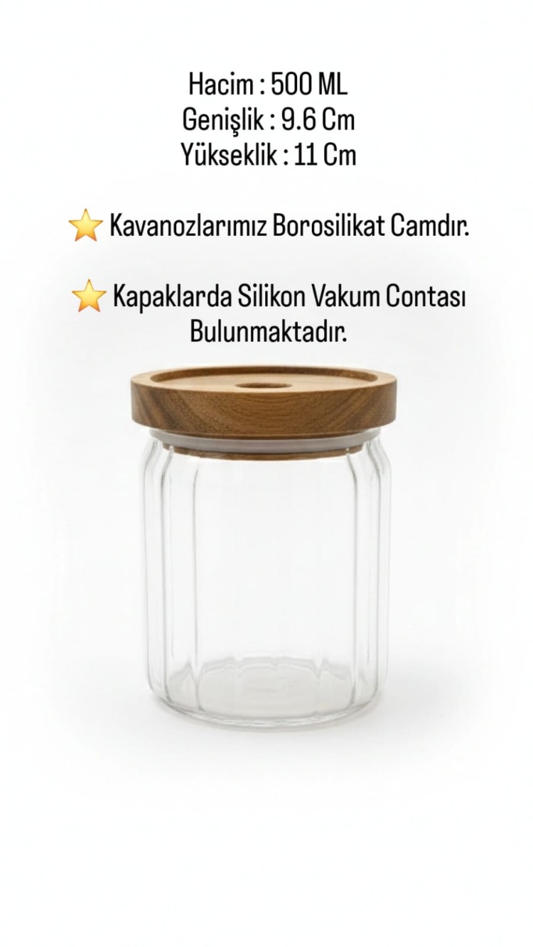 Balsa 500 ml Akasya Kapaklı Cam Yuvarlak Kavanoz – Yuvarlak Baharat & Erzak Saklama Kabı