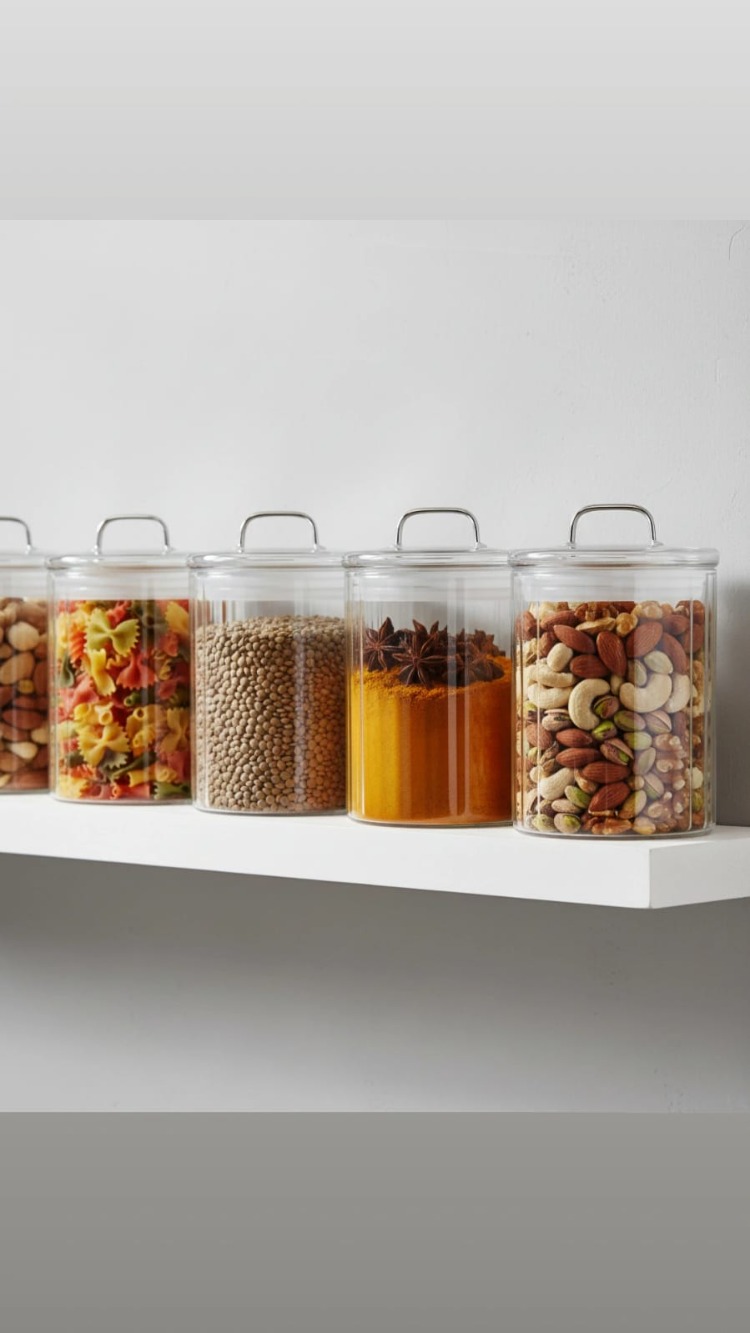 Mien 700 ml Cam Kapaklı Kapaklı–Şeffaf Bakliyat, Baharat & Kuru Gıda Saklama Kabı