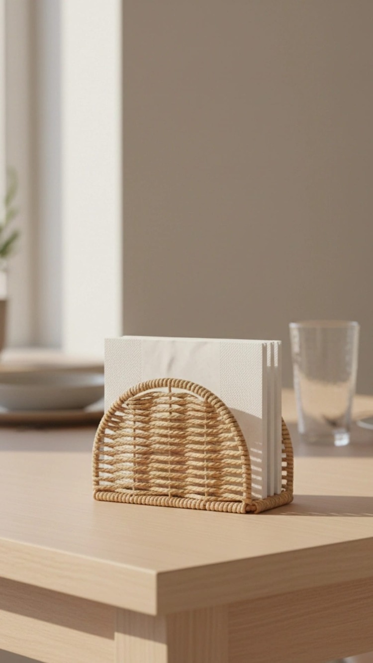 Mien Oval Rattan Peçetelik – Doğal, Dekoratif & Sunumluk