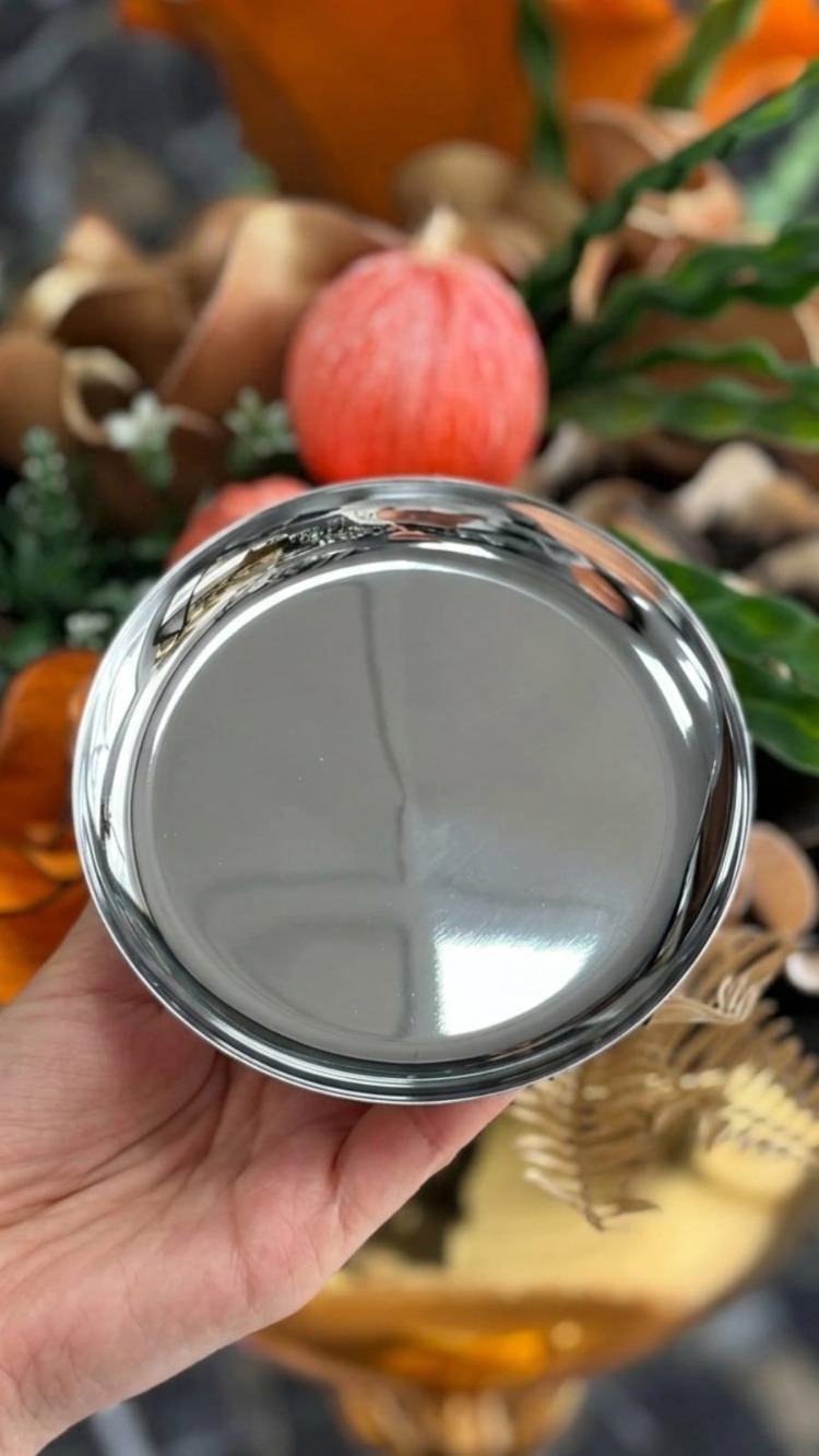 6'lı Gümüş Yuvarlak Metal Tatlı Tabağı 12 cm- Kahve Yanı Lokumluk,Şekerlik
