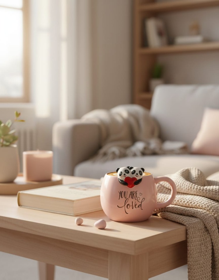 Kosova Panda Figürlü Kupa Bardak – Sevimli Tasarım Seramik Mug – Hediye Kupa
