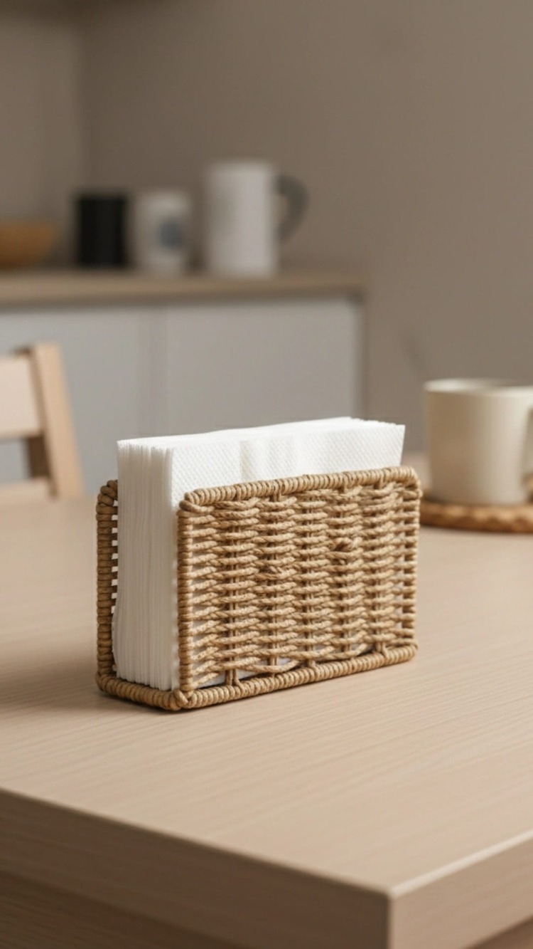 Mien Kare Rattan Peçetelik – Doğal, Dekoratif & Sunumluk