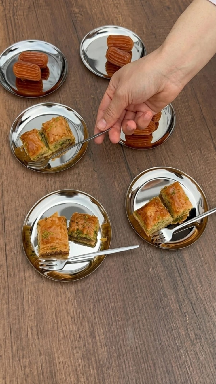6'lı Gümüş Yuvarlak Metal Tatlı Tabağı 12 cm- Kahve Yanı Lokumluk,Şekerlik