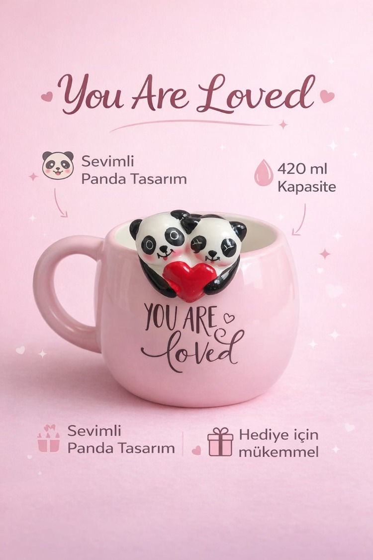Kosova Panda Figürlü Kupa Bardak – Sevimli Tasarım Seramik Mug – Hediye Kupa