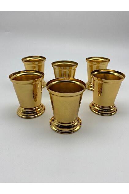 6'lı Gold Kahve Yanı Sunum Kovası- Dekaratif Gül Kovası- Kahve Yanı Sunumluk