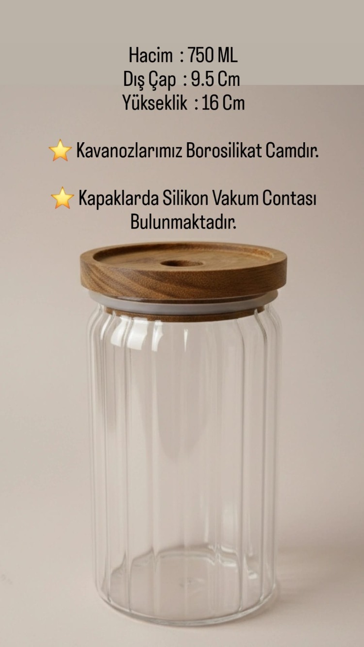 Balsa 750 ml Akasya Kapaklı Yuvarlak Cam Kavanoz – Baharat & Erzak Saklama Kabı