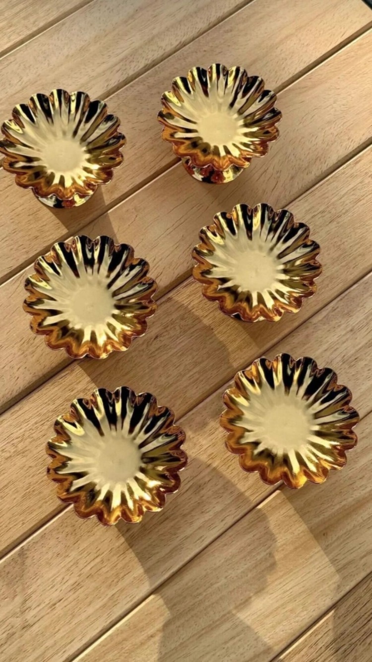 6'lı İsritidye Ayaklı Gold Kahve Yanı Lokumluk,makaronluk, şekerlik,sunum,kahve,ikramlık,