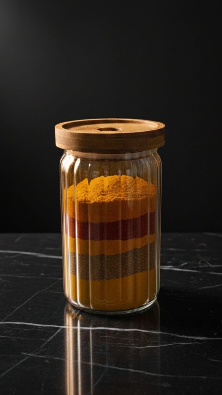 Balsa 750 ml Akasya Kapaklı Yuvarlak Cam Kavanoz – Baharat & Erzak Saklama Kabı