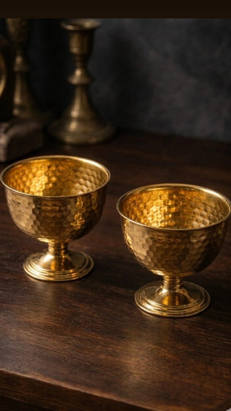 2'li Gold Metal Ayaklı Çerezlik & Lokumluk - Dövme Desenli Gold Sunum Kasesi 240ml