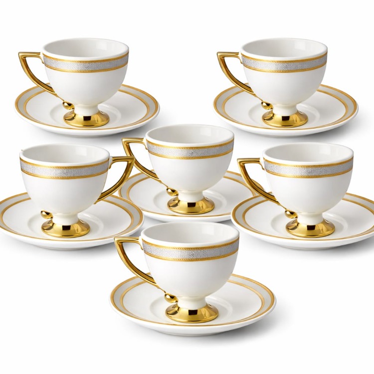 Buenos 6 Kişilik Gold Detaylı Kahve Fincanı Takımı