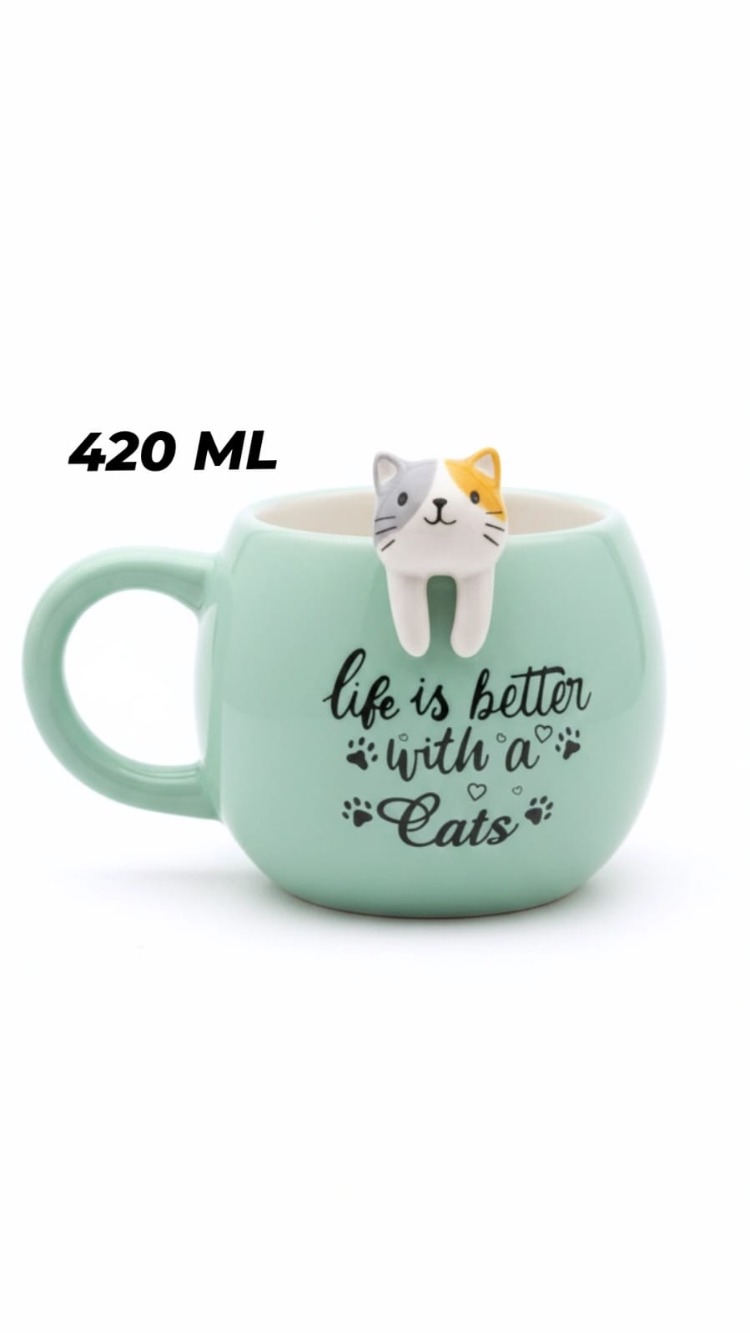 Kosova Kedi Figürlü Mug Kupa 420 ml – Seramik Kupa – Sevimli Cat Mug – Hediye Kupa Bardak