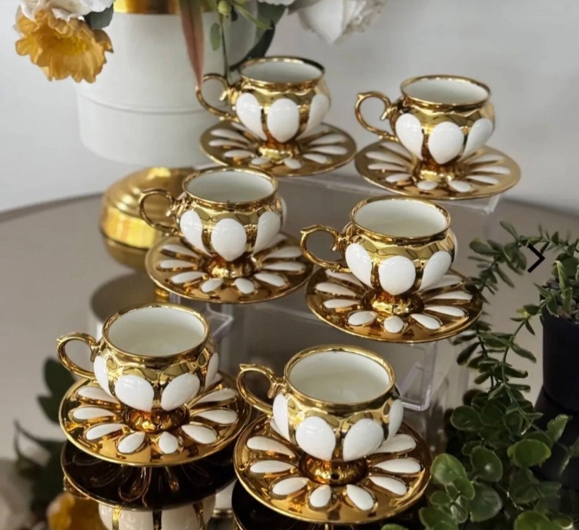 Buenos 6'lı Gold Lüks Fincan Takımı-6'lı Vintage Esintili Fincan Takımı