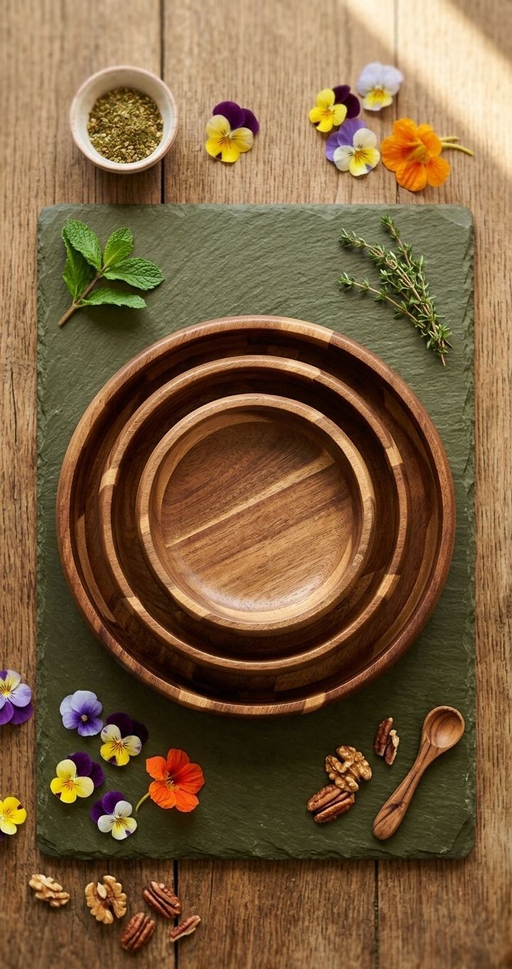 Mien 3'lü Akasya Kase Seti- 3lü Akasya Salata Bowl Kase Seti