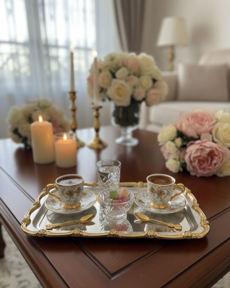 Gold- Gümüş Nişan Tepsisi Dikdörtgen Sunum Tepsisi–Söz & Nişan Tepsisi, Kahve Sunum Tepsisi