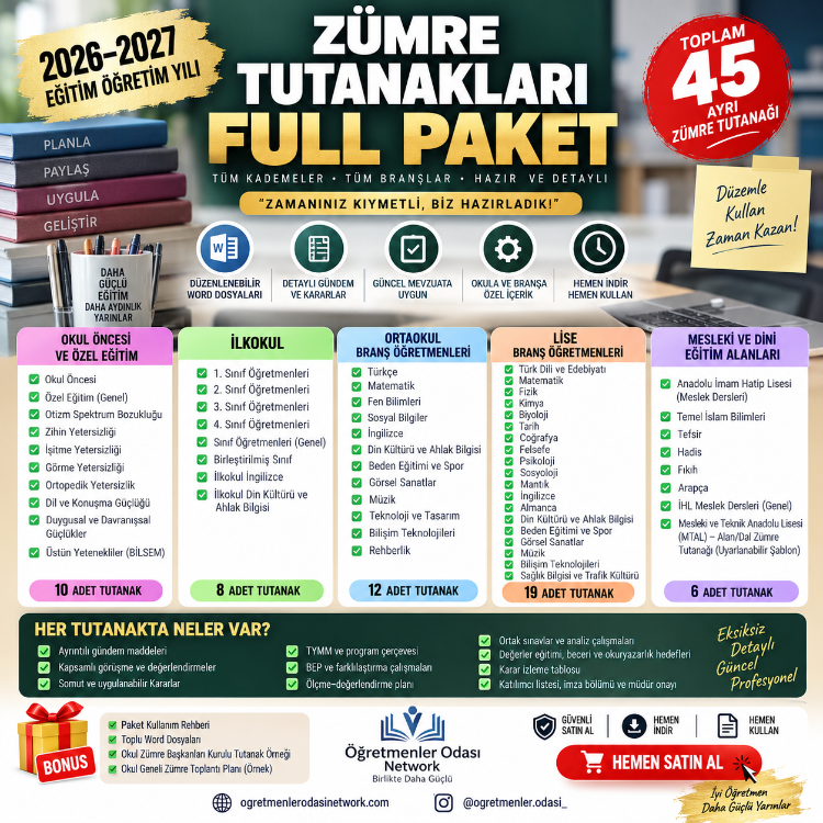 2026-2027 ZÜMRE TUTANAKLARI FULL PAKET