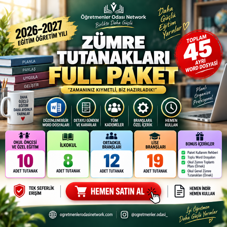 2026-2027 ZÜMRE TUTANAKLARI FULL PAKET