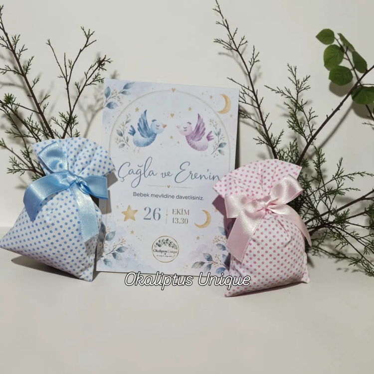 Kişiye Özel Bebek Mevlidi Hediyelik Kese