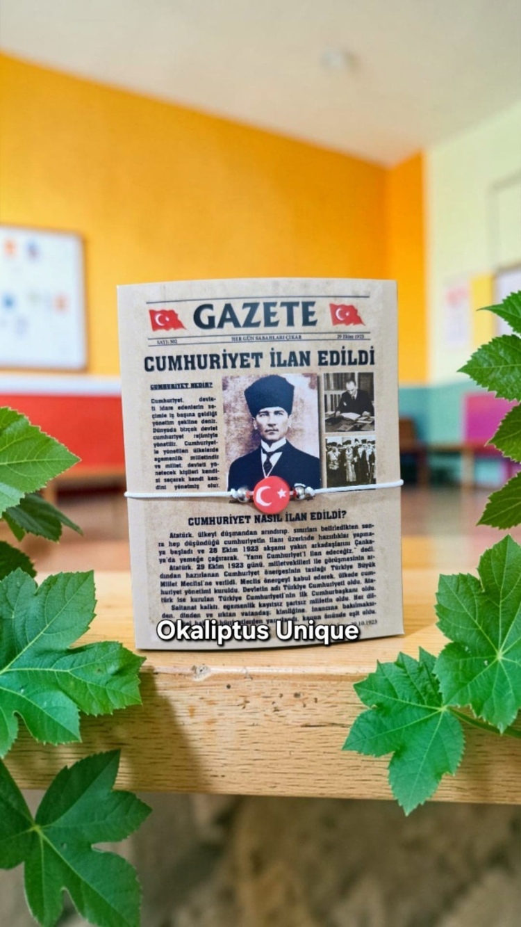29 Ekim Cumhuriyetin İlanı Hatıra Kartı ve Bileklik Seti