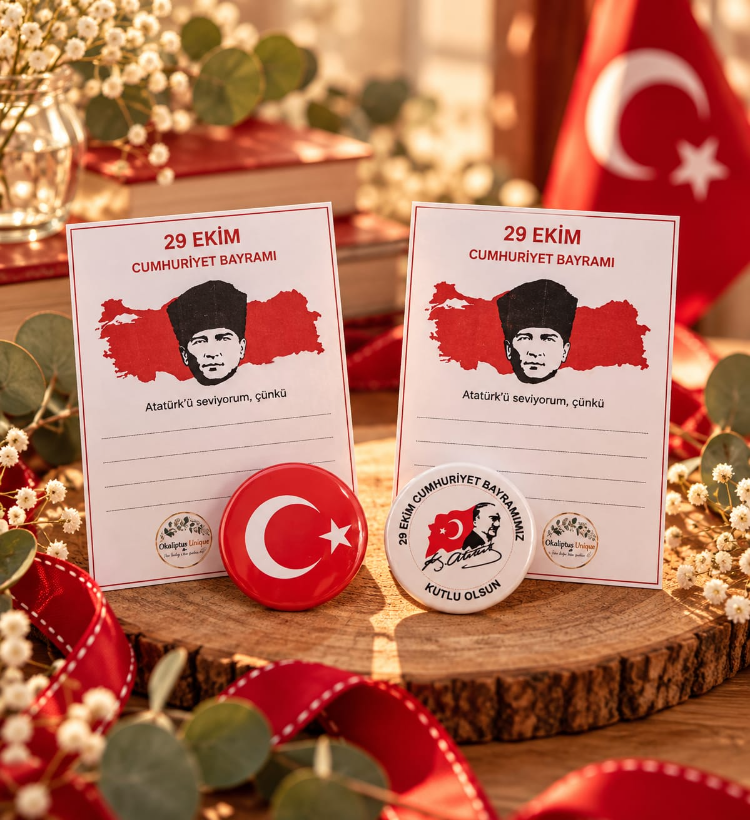 29 Ekim Atatürk Sevgisi Hatıra Kartı ve Rozet