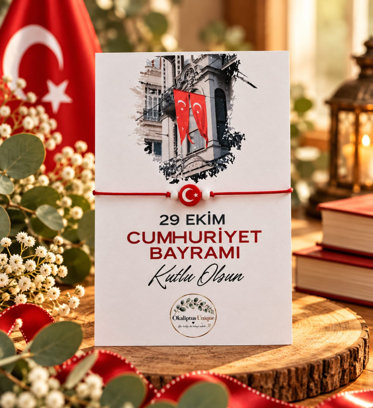 29 Ekim Türk Bayraklı Bileklik ve Hatıra Kartı